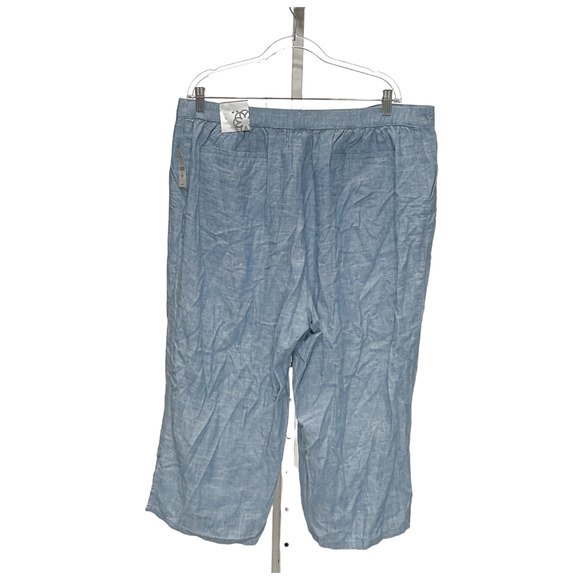 Catherines Blue Linen Capri Pants 1X - Picture 2 of 3